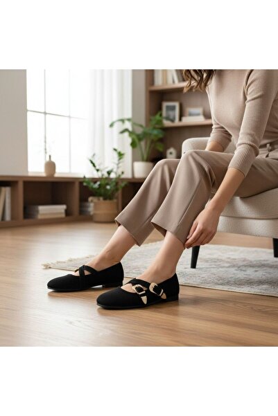 NE&VE SHOES Μαύρες γυναικείες μπαλαρίνες με στρογγυλή μύτη από γνήσιο δέρμα σ...