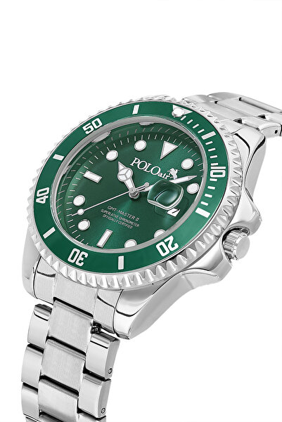Polo Air Men's Wristwatch with Lens Calendar Silver Green Color Pl-7073E4X