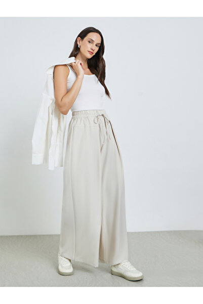 Take Two By Styli Beige Wide Leg Pants with Drawstring