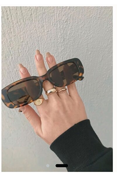 RunAndChic Vintage Leopar Desen Gözlük -UV400