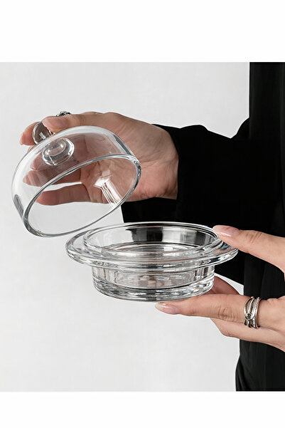 Dania Luxury glass serving set – 6 pieces with elegant lids for serving choco...