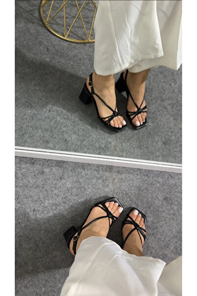 Akça Shoes Siyah Topuklu Sandalet