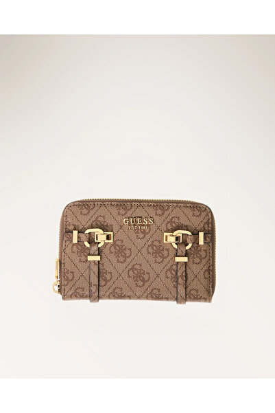 Guess Leona Logo Medium Size Zippered Women's Brown Wallet Swsg9917140-Ltl