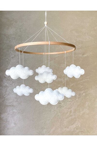 TREND METFİQ DECORATİON Doğal Ahşap ve Keçe Bebek Dönencesi - İskandinav Tarz...