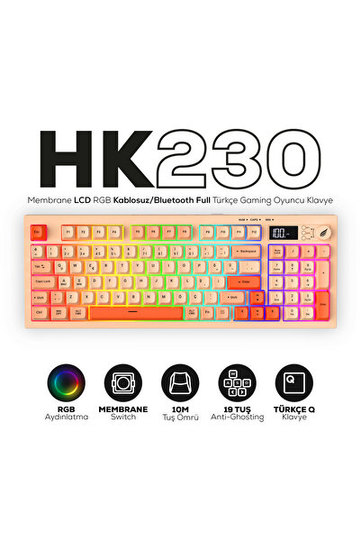MSI Hawk Gaming HK230 Membrane LCD RGB Kablosuz/Bluetooth Pembe Turuncu Full ...