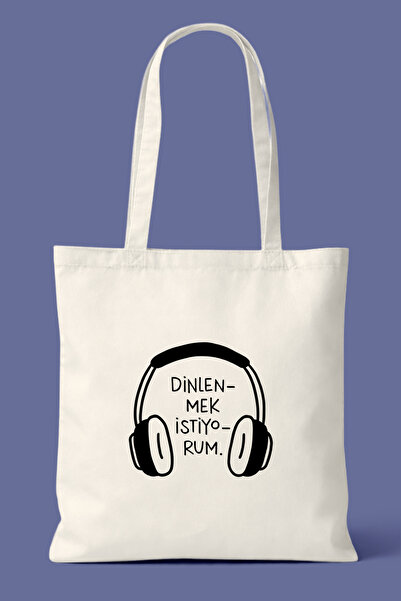 Hayali Şeyler I Want to Rest Printed Tote Bag - Daily Shoulder Bag