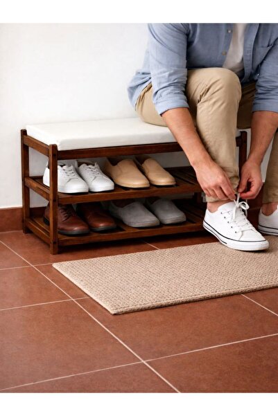 Aşkın Parti Evi 3 Katlı Minderli Ayakkabılık Doğal Ahşap Renk Ceviz- Antre Ho...