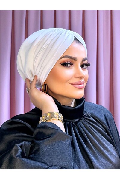 Moda Nurhan Ekru Dolgulu Drapeli Bone