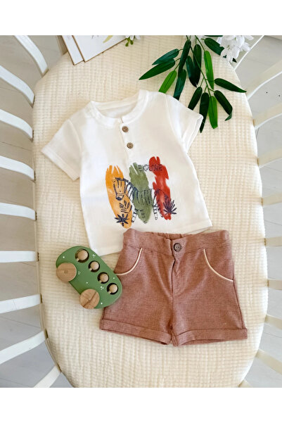 hümabebe Zebra Pattern Muslin T-Shirt Summer 2-Piece Baby Set