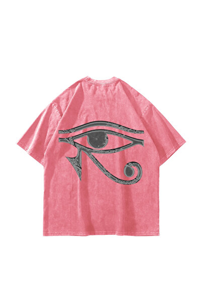 Sekizbiraltı Eye of Horus Printed Oversize Unisex Washable Pink Tshirt