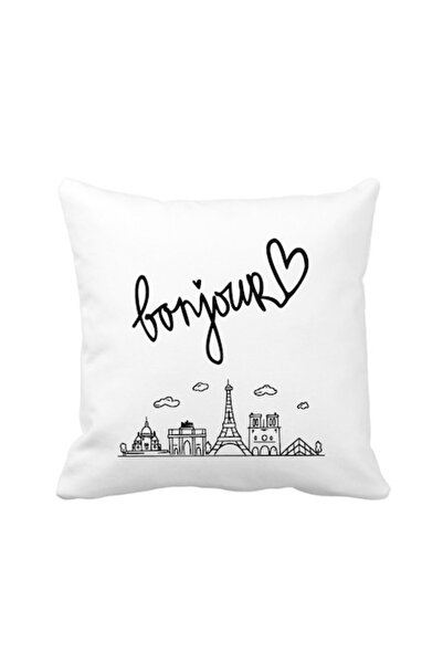 OEM Personalized Decorative Pillow, 40x40 cm, White with Paris, France