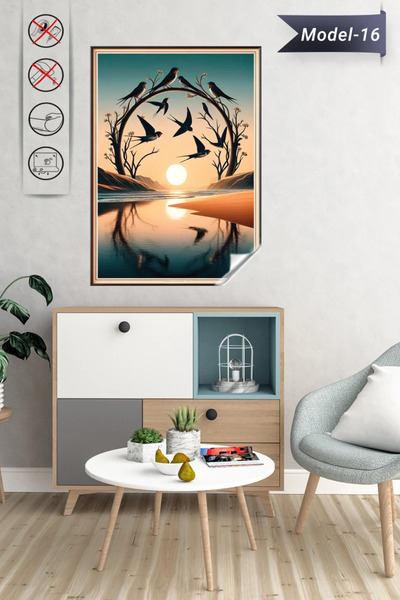 Akıllı Kağıt Statik Tutunma Özellikli Tablo - Poster Hayvan (Model-16)