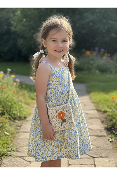 yucin Ručno pletena torba za devojčice sa detaljnim cvetnim motivima