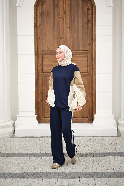 LOCCO Women's Double Garni Detailed Suit Navy Blue