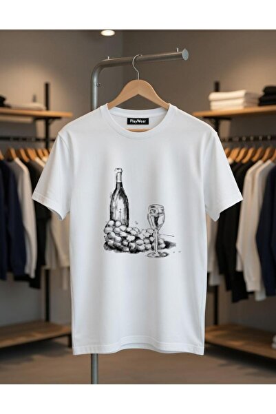 playwear Μπλουζάκι με στάμπα ποτηριού κρασιού, 100% βαμβάκι, κανονική εφαρμογή