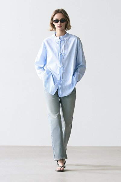 Massimo Dutti %100 pamuklu çizgili gömlek