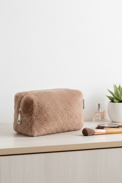 AYMELEK Geantă moale de machiaj din pluș, geantă organizatoare pentru călător...