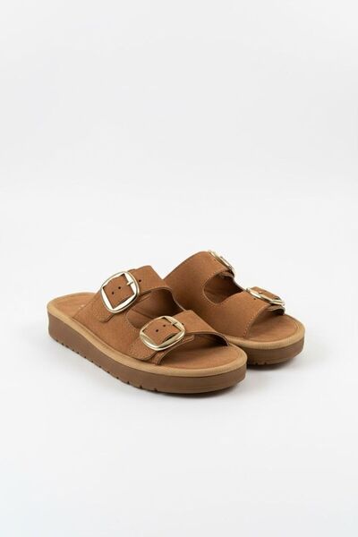 Adım Dünyası Women's Double Buckle Gold Accessory Brown Black Tan Beige Daily...