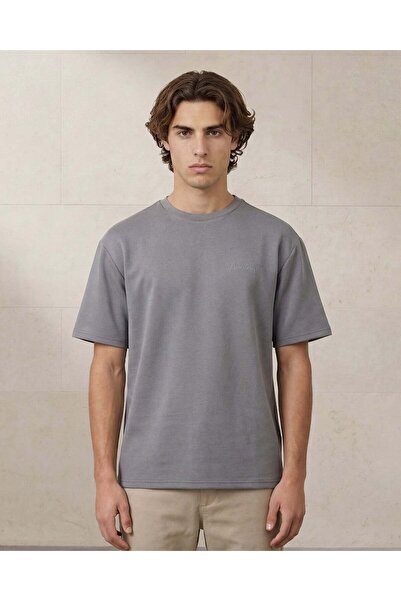 REDTAG Men Dark Grey Modal Lounge T-Shirt