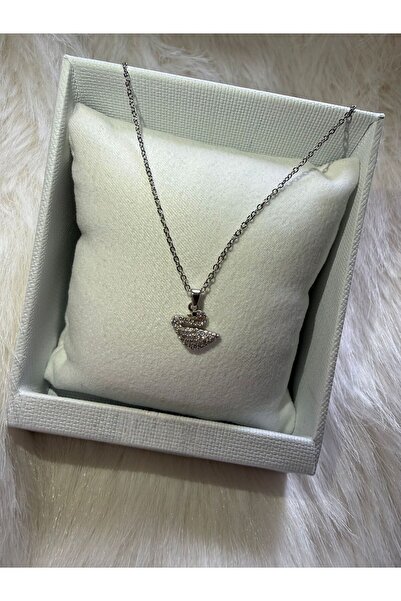 Luviaa&co ZIRKON TAS MINIMAL KUGU SILVER CELIK KOLYE