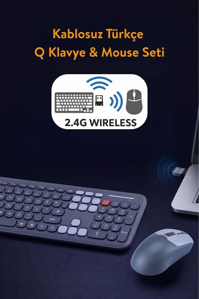 Geezer Soft Touch Kablosuz Klavye Mouse Set Gri + Beyaz Renk Smk-687