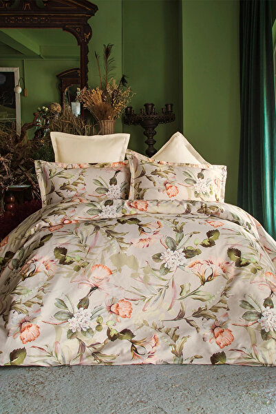 İssimo Home Morange %60 TENCEL™ Lyocell %40 Pamuk Dijital Saten Çift Kişilik ...
