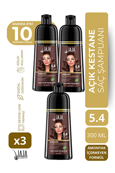 Jaja Açık Kestane Light Chestnut Saç Pigment Şampuanı 5.4 | 300 ML x 3 Adet &...