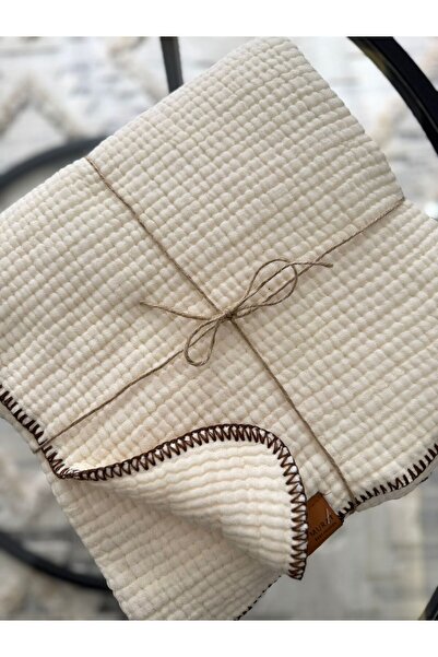 Minizade 100% Cotton 4-Layer Muslin Blanket with Embroidered Sides