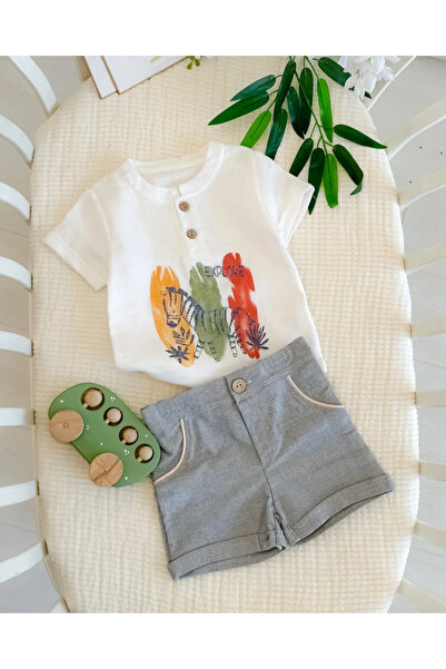 hümabebe Zebra Pattern Muslin T-Shirt Summer 2-Piece Baby Set