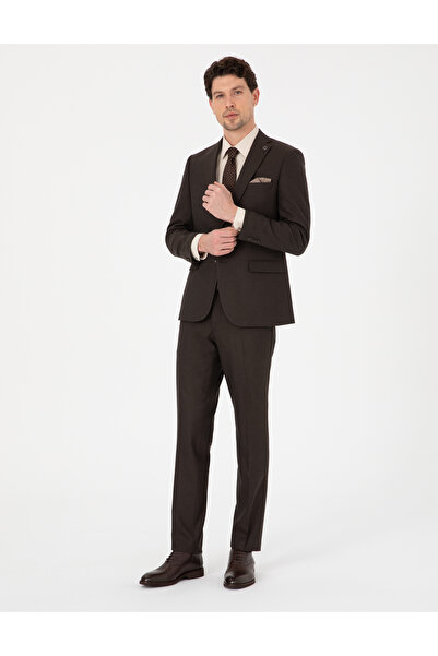 Pierre Cardin Brown Slim Fit Striped Suit 50313917-Vr029