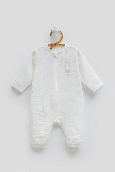 Caramell 1-12 Months Jungle Friends Muslin Jumpsuit - Ecru
