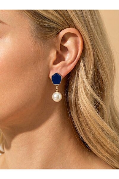 Candy Nuveria Serenza İnci - Altın Kaplama İnci Sallantılı Mineli Küpe