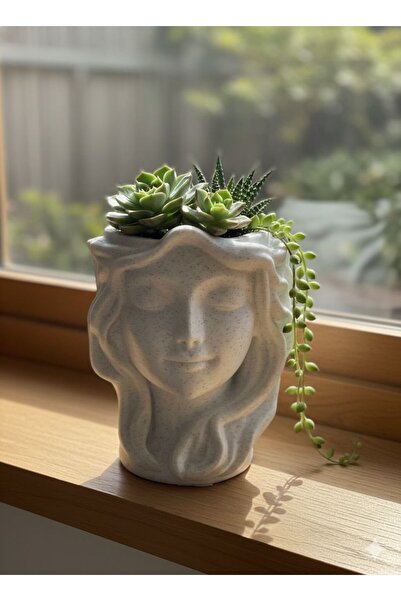 micreative3d Helen Büst Saksı - Dekoratif Sukulent Ve Kaktüs Saksısı - Mermer...