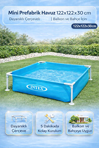 YILDIRIM OYUNCAK Mini Prefabrik Havuz 122x122x30 cm | Dayanıklı Çerçeveli Pra...