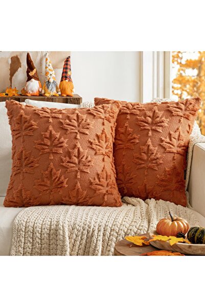 MIULEE Cushion Cover Set 2 Pieces Sofa Cushion Cover Artificial Wool Autumn M...