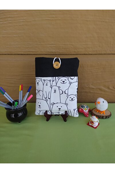 Talay Accessories Teddy Bear Patterned Tablet Case Black, Fabric Book Cover w...