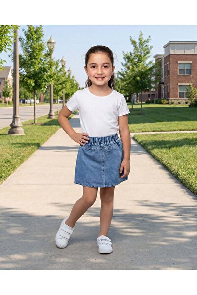 REDTAG Girls Blue Denim Skirt