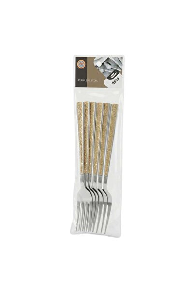 Not specified Gold patterned dinner fork set