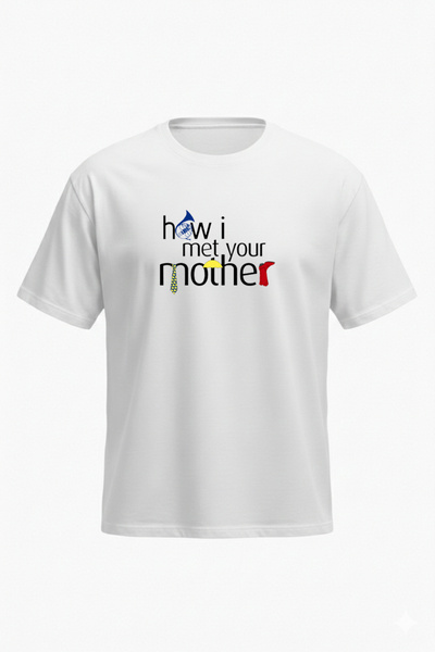 DASH WEAR How I Met Your Mother T-Shirt - White Printed Oversize Crew Neck Sh...