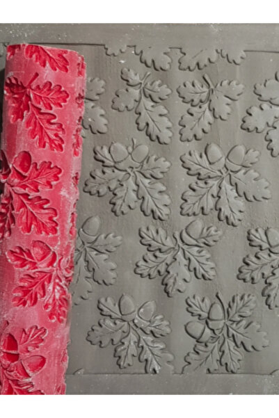 PatatesBaskı Polimer Kil Desen Verici Merdane Meşe Palamudu Dalları