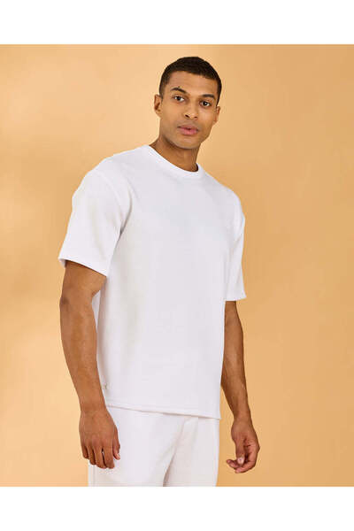 REDTAG Men Ivory Modal Lounge T Shirt