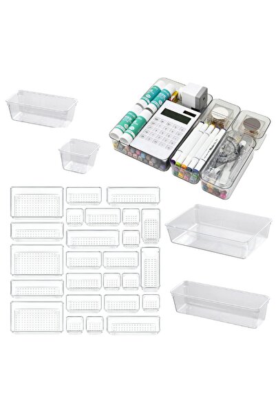 zola Set of 25 organizers, 4 different sizes 7.5/15/23x7.5/15x5 cm, plastic, ...