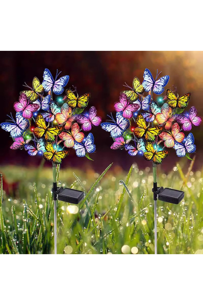 Homegenius Set 2 Lămpi Solare Decorative cu Fluturi M374-8, 70cm, Iluminare L...