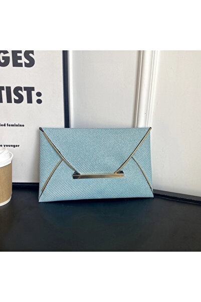 Mad Diva Geantă Plic Elegantă, Albastra, din Piele Ecologica, cu sclipici