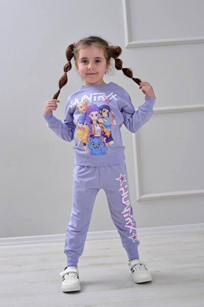 pebby Girls' K-Pop Hunterix Printed Tracksuit Set