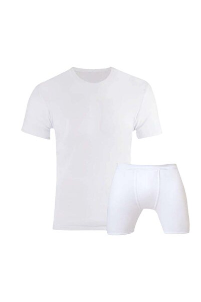 FIDCHY Men's Youth Underwear Set - Short-Sleeve T-Shirt + Cotton Boxer Shorts...
