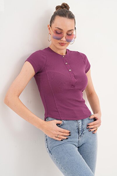 ŞİMAL Γυναικεία μπλούζα καμισόλ με λεπτομέρεια στο γιακά και κουμπιά 260032