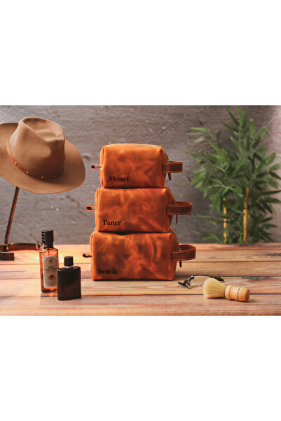 Leather Anatolia Genuine Leather Men's Handbag Dopp Kit - Leather Zipper Hand...