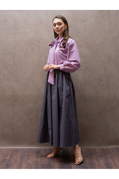 KÜÇÜĞÜM BUTİK Anthracite Flared Poplin Balloon Skirt