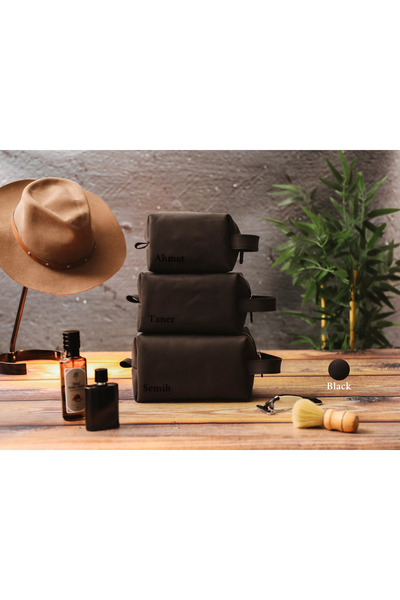 Leather Anatolia Genuine Leather Men's Handbag Dopp Kit - Leather Zipper Hand...